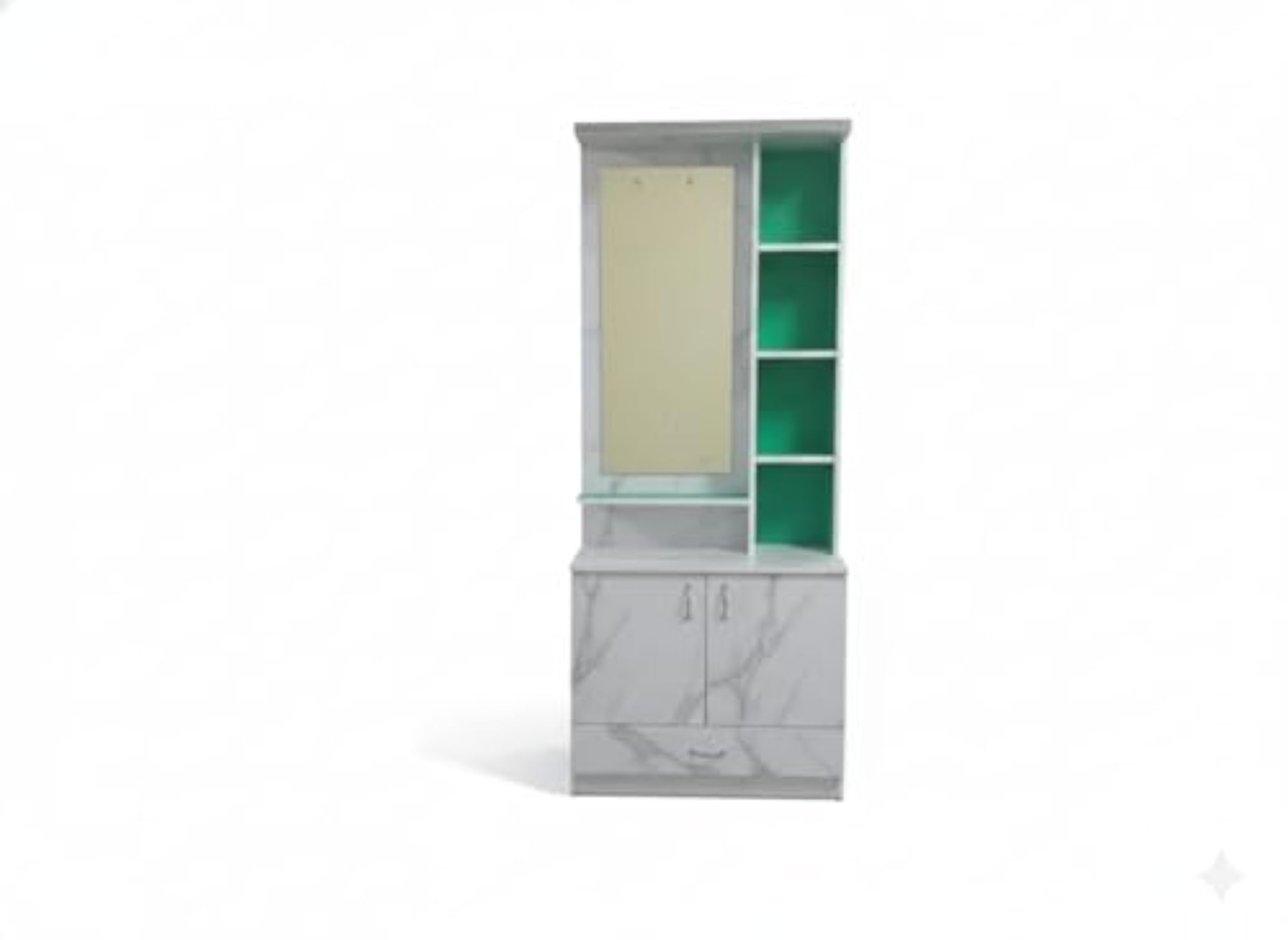 Dressing Table with Mirror, Marble Finish
